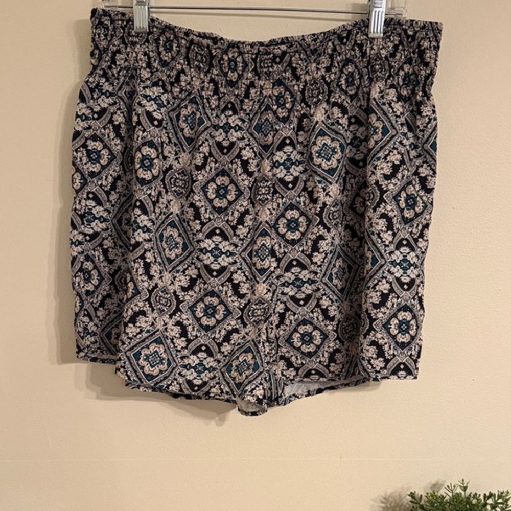 SHEIN Black and Blue Patterned Women's Shorts